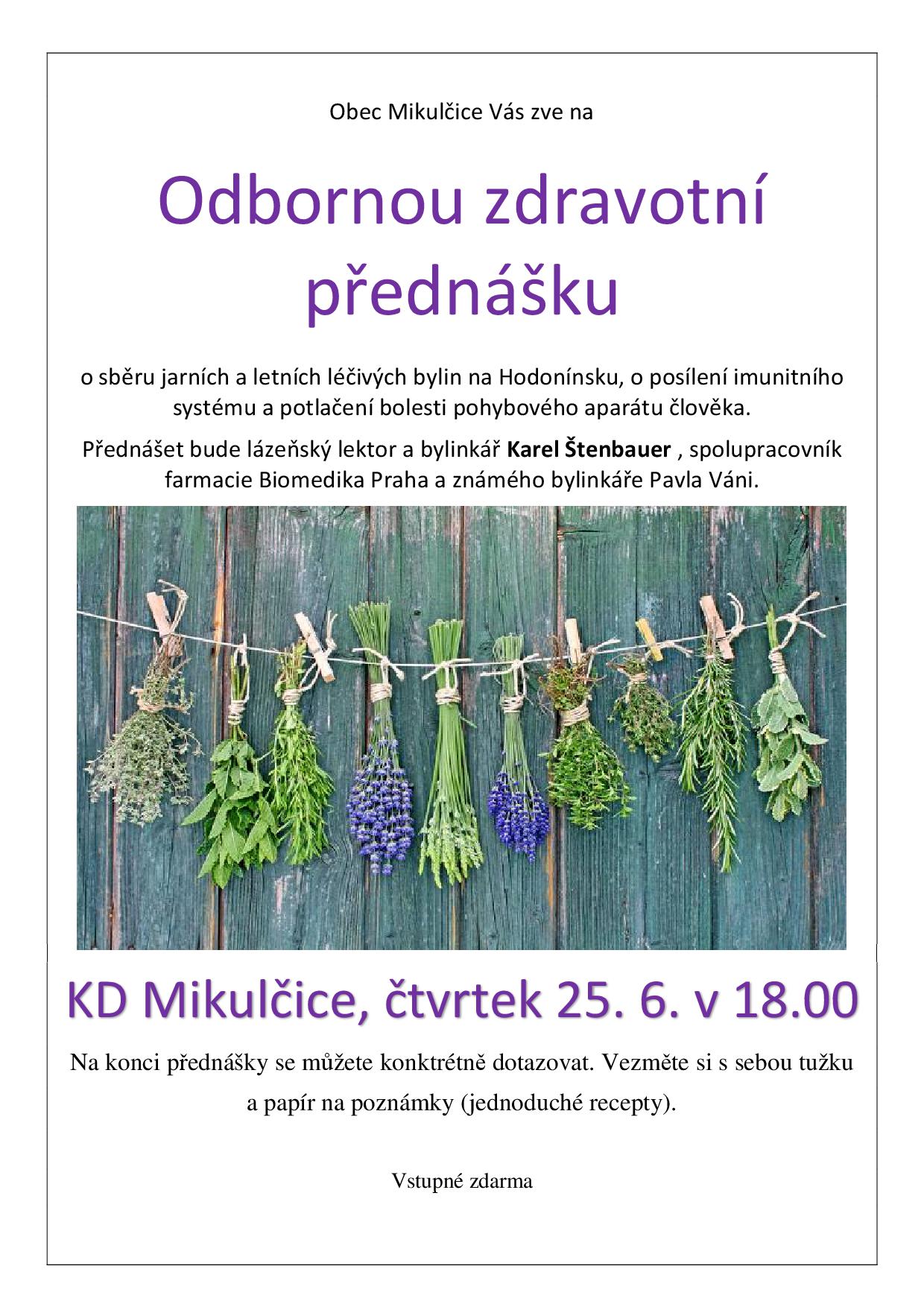 přednáška bylinkář Štenbauer