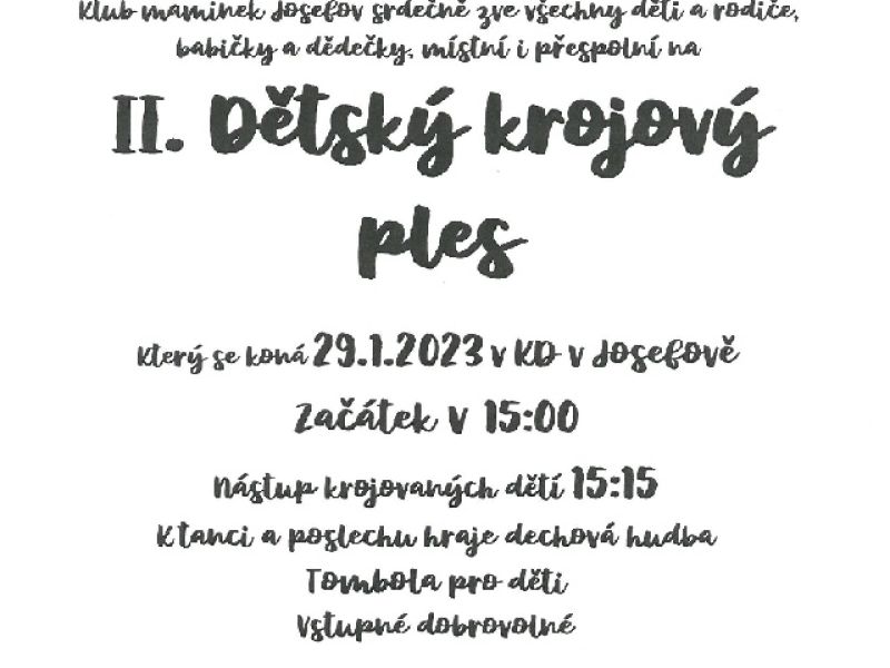 Dětský krojový ples v Josefově