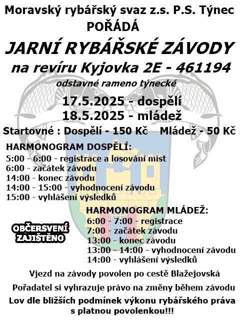 Jarní rybářské závody Týnec 2025