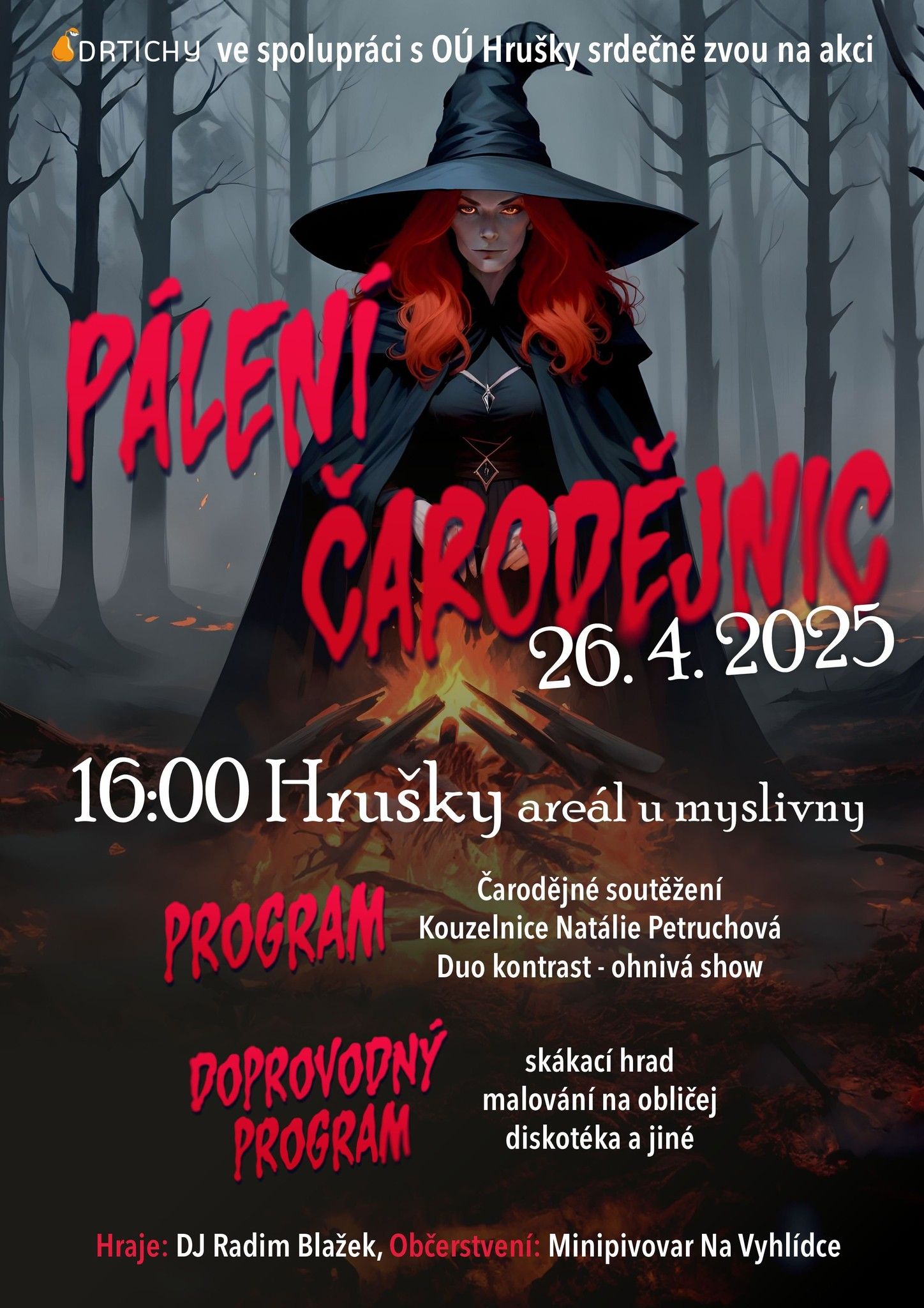 Pálení čarodějnic Hrušky 2025