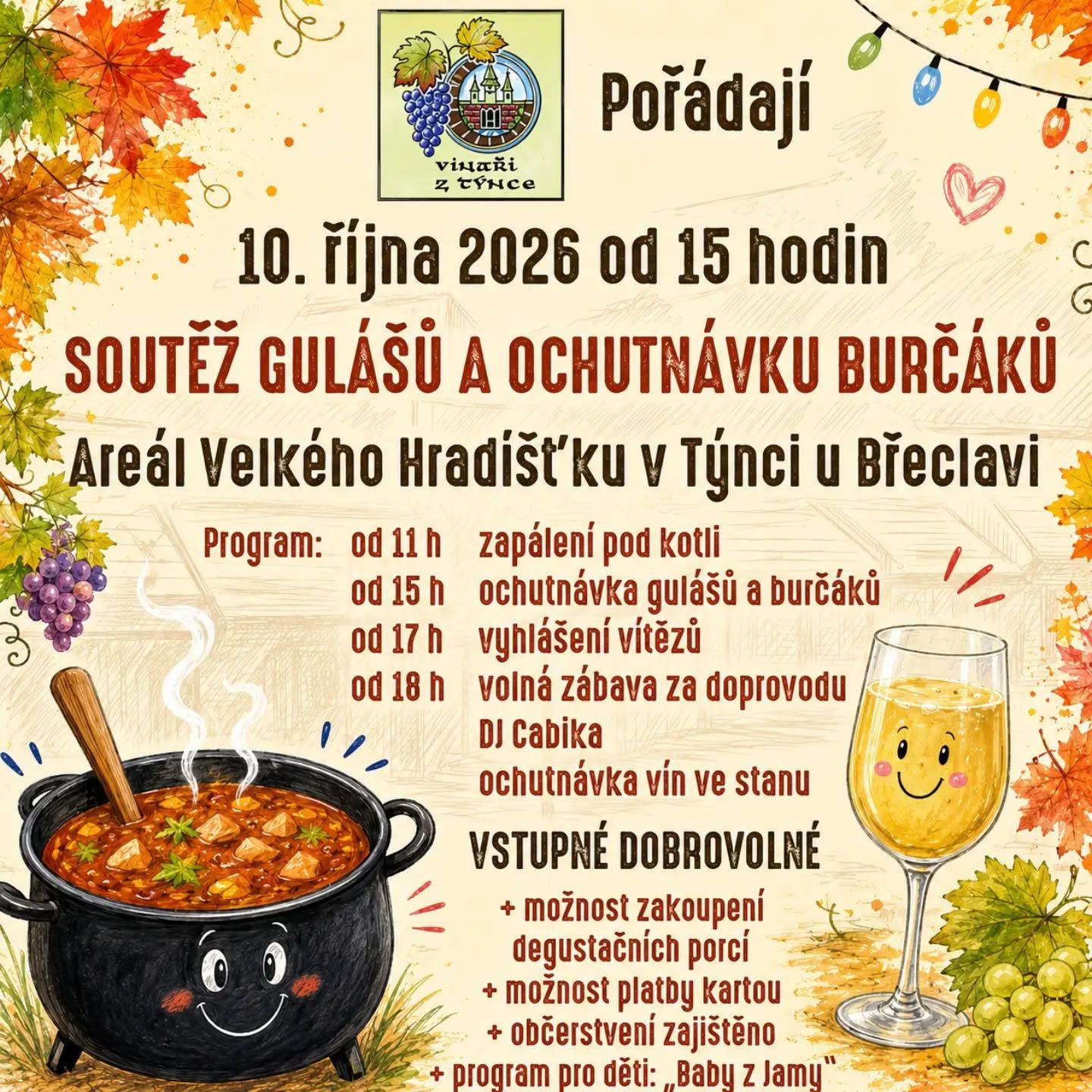 Soutěž gulášů a ochutnávka burčáků Týnec 2026