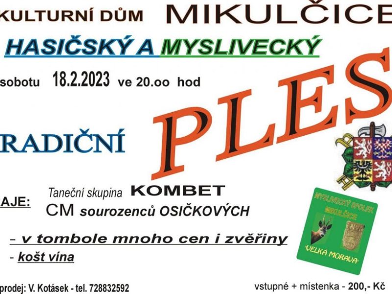 Hasičský a myslivecký ples v Mikulčicích