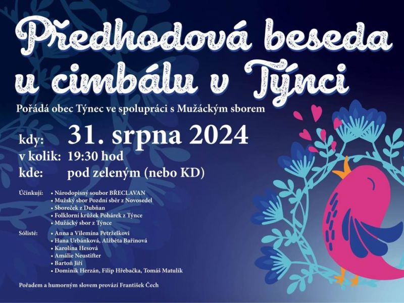 Předhodovní beseda u cimbálu v Týnci
