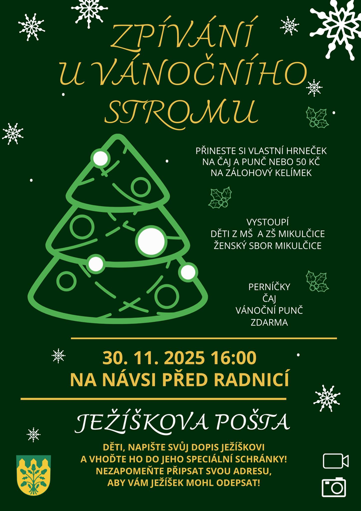 Zpívání u vánočního stromu v Mikulčicích