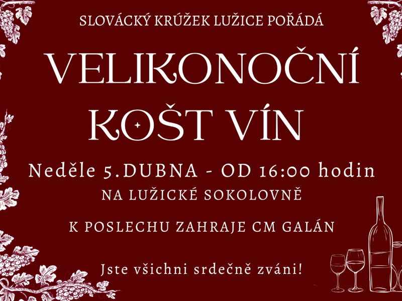 Velikonoční košt vín Lužice 2026