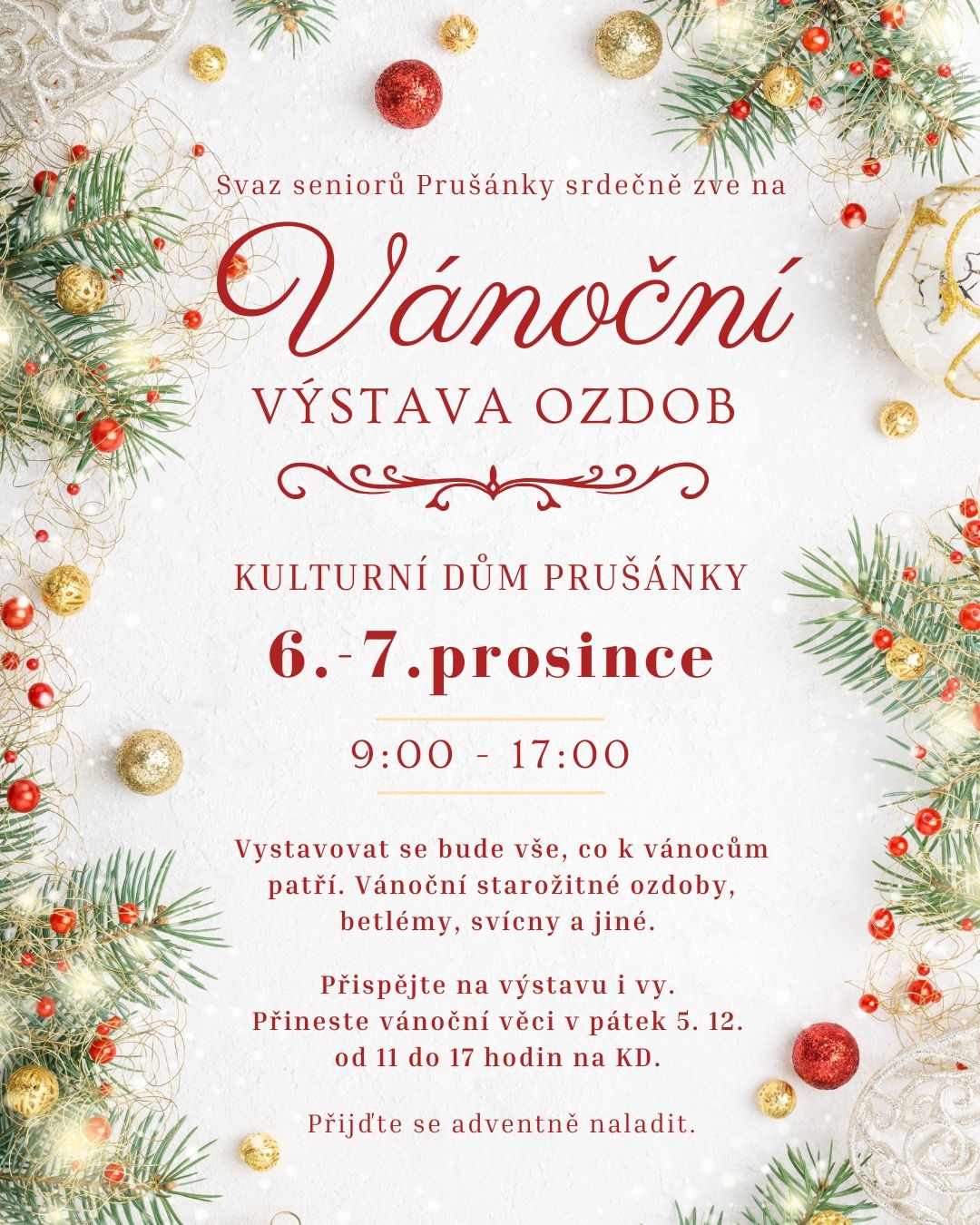 Vánoční výstava ozdob v Prušánkách